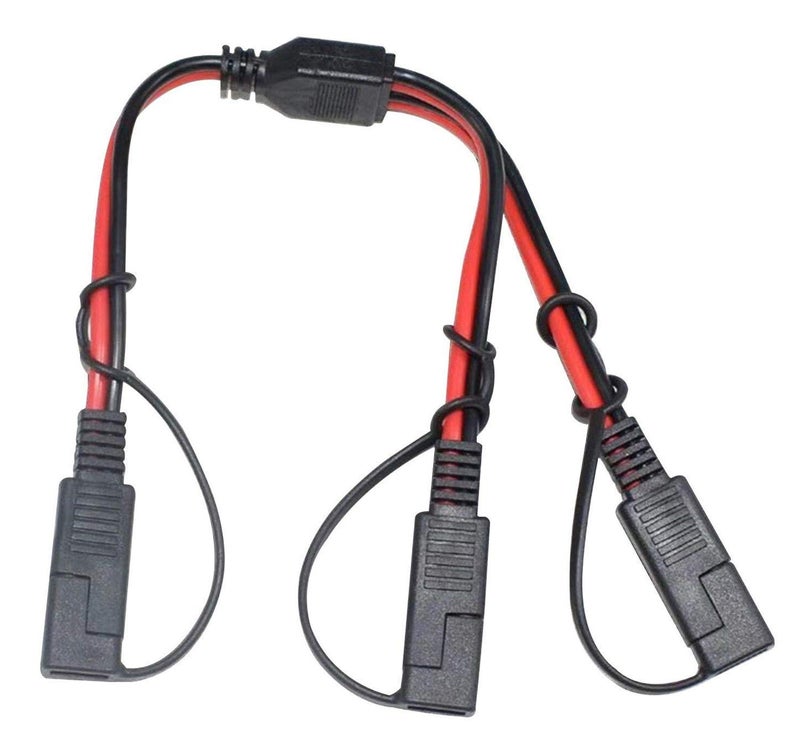 BERLAT 14AWG SAE DC Power Automotive Connector Cable Y Splitter 1 to 2 SAE Extension Cable, Fit for Suitable for Solar Battery Connection and Transfer 12inch/30cm - with Protective Cover - Image 1